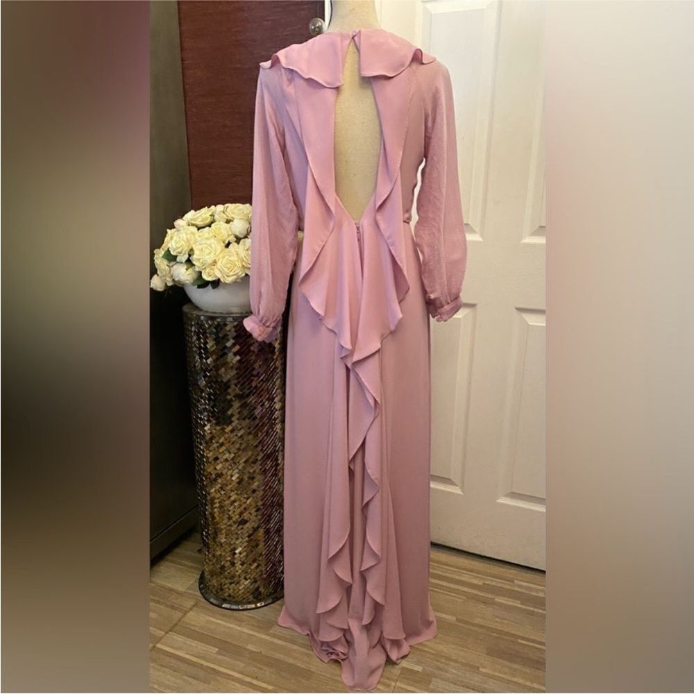 BCBGMaxAzria Backless Pink Ruffle Dress, US4